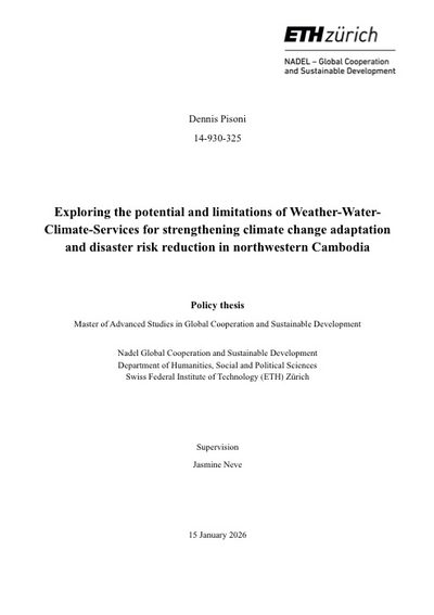 Cover – Exploring the potential and limitations of Weather-Water-Climate-Services for strengthening climate change adaptation and disaster risk reduction in northwestern Cambodia